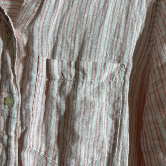Gap Seersucker LS, Light Pink/White Stripes, Size M - Picture 5 of 7